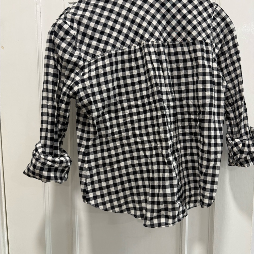 JCREW XS Black and White Checkered Women's Top - Picture 5 of 10